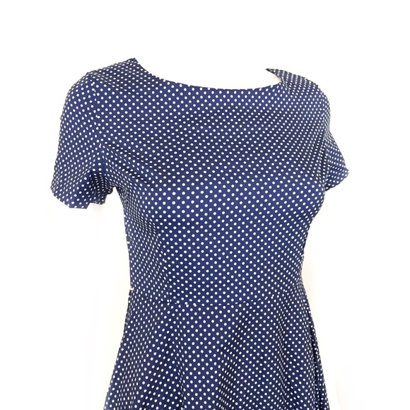 Vintage 1960s handmade blue white polka dot dress - Picture 6 of 6
